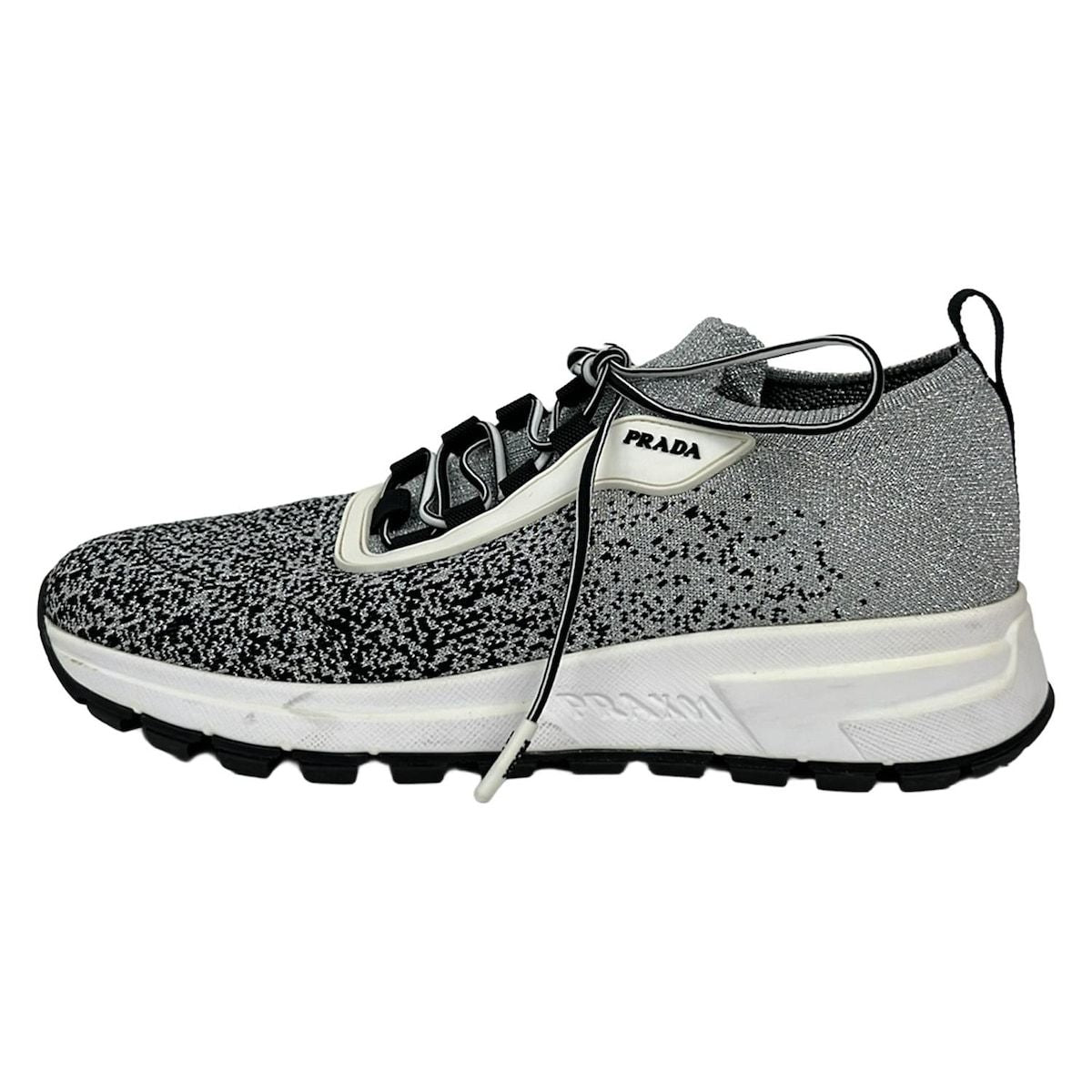 PRADA Sneakers 36 1 2 Women - Silver and black socks sneakers with removable