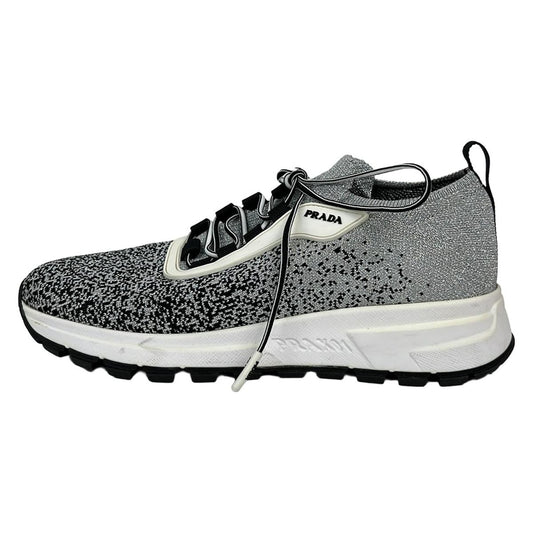 PRADA Sneakers 36 1 2 Women - Silver and black socks sneakers with removable