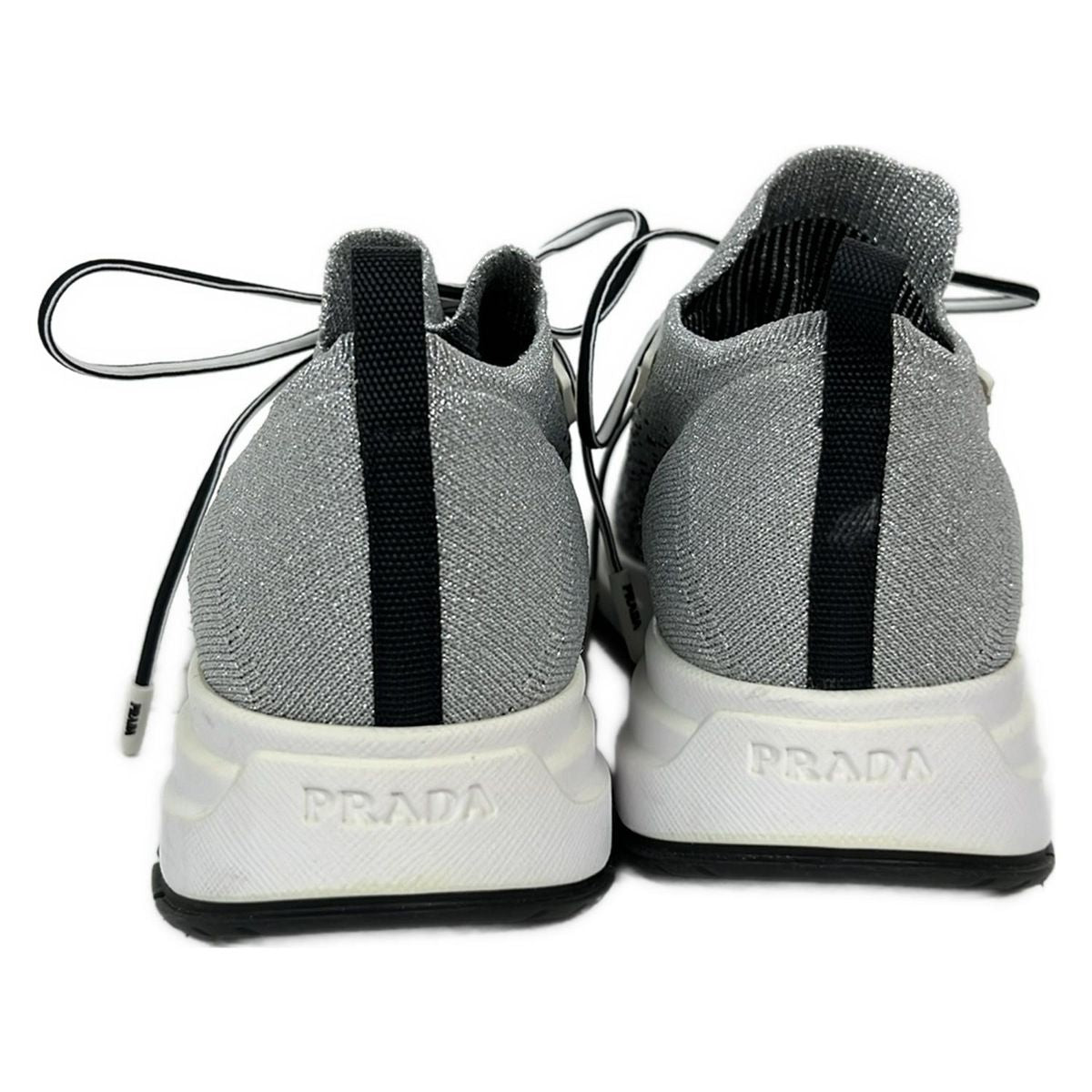 PRADA Sneakers 36 1 2 Women - Silver and black socks sneakers with removable
