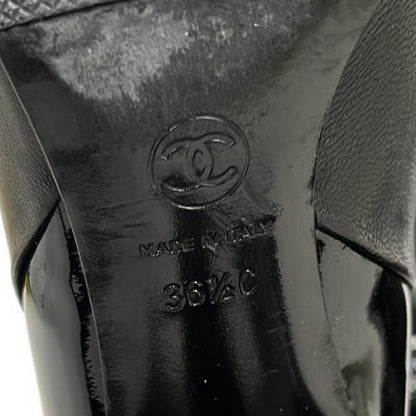 CHANEL Long Boots 36 1 2C Ladies - G26233 Black Knee-high with outsoles Leather