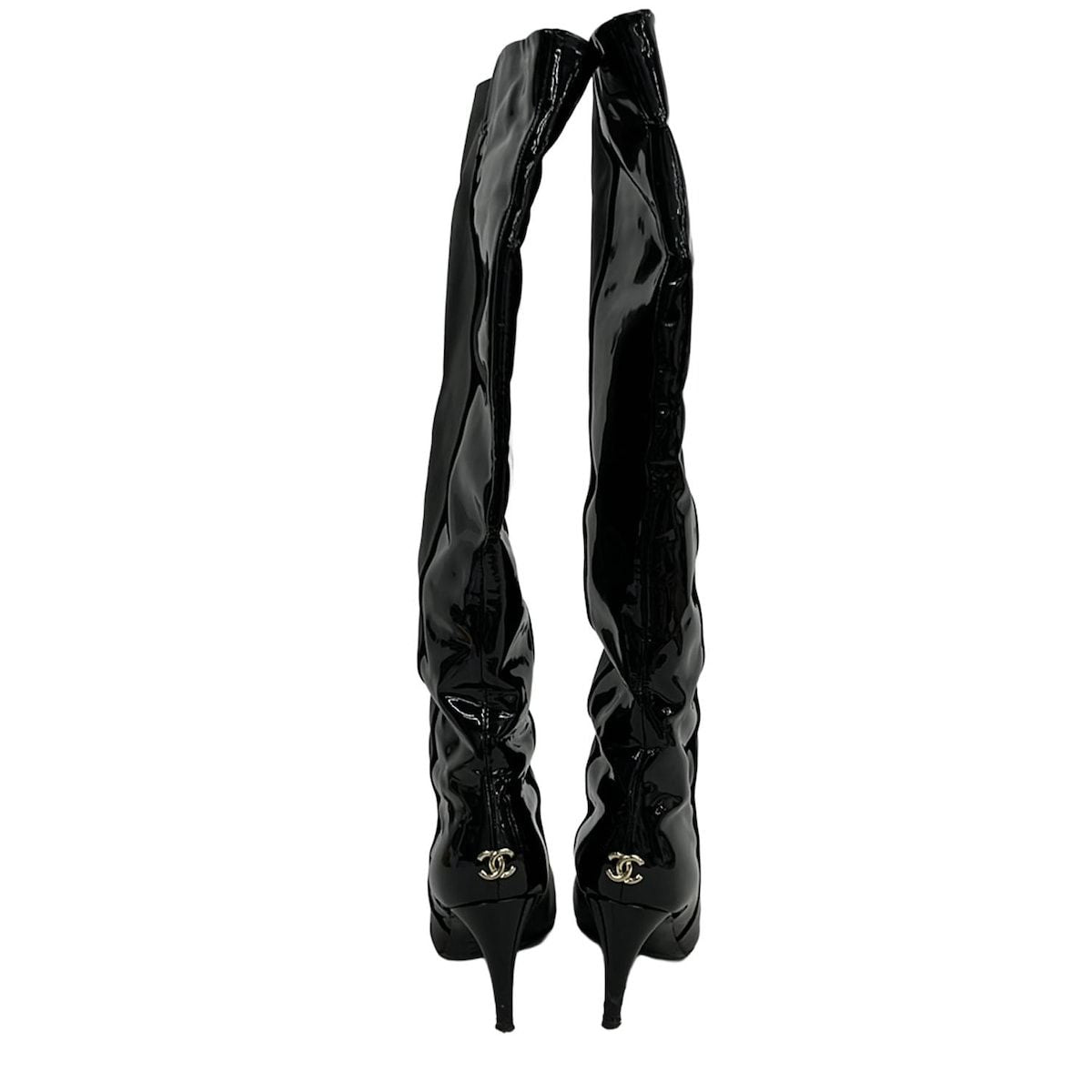 CHANEL Long Boots 36 1 2C Ladies - G26233 Black Knee-high with outsoles Leather