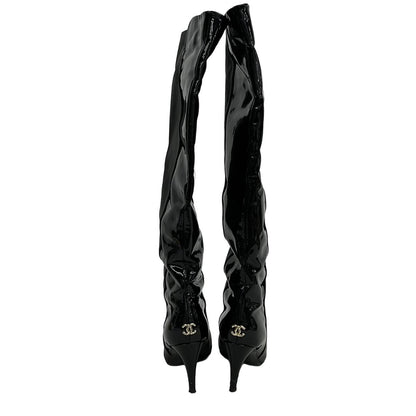 CHANEL Long Boots 36 1 2C Ladies - G26233 Black Knee-high with outsoles Leather