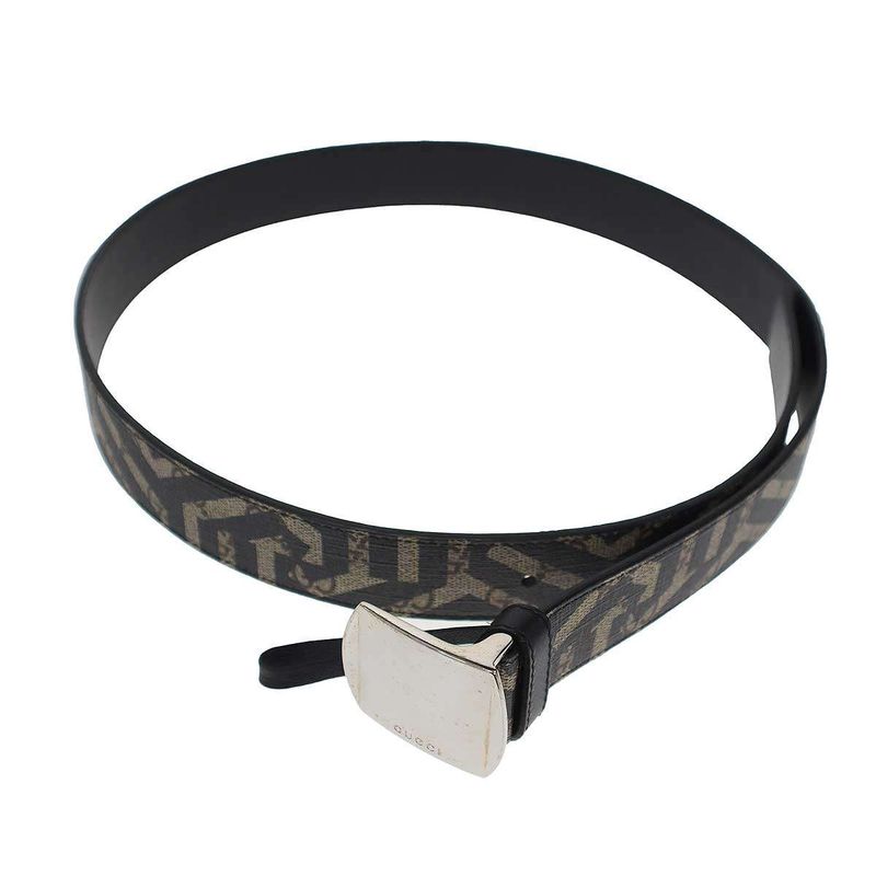 Gucci GG Kaleido Leather Belt 424674 Black X Beige 95-38