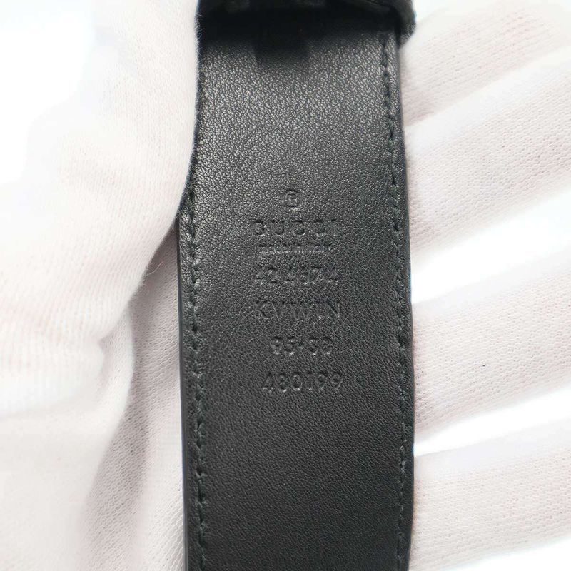Gucci GG Kaleido Leather Belt 424674 Black X Beige 95-38