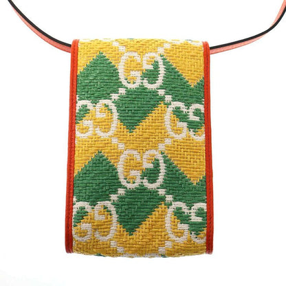 Gucci Okinaw a Limited Jumbo GG Straw X Leather Shoulder Bag 704479 Orange Yellow