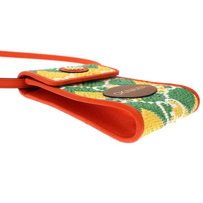 Gucci Okinaw a Limited Jumbo GG Straw X Leather Shoulder Bag 704479 Orange Yellow