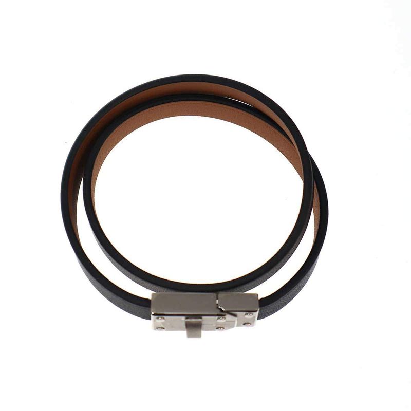 Hermes Kelly Double Tour Leather Belt Bracelet Black