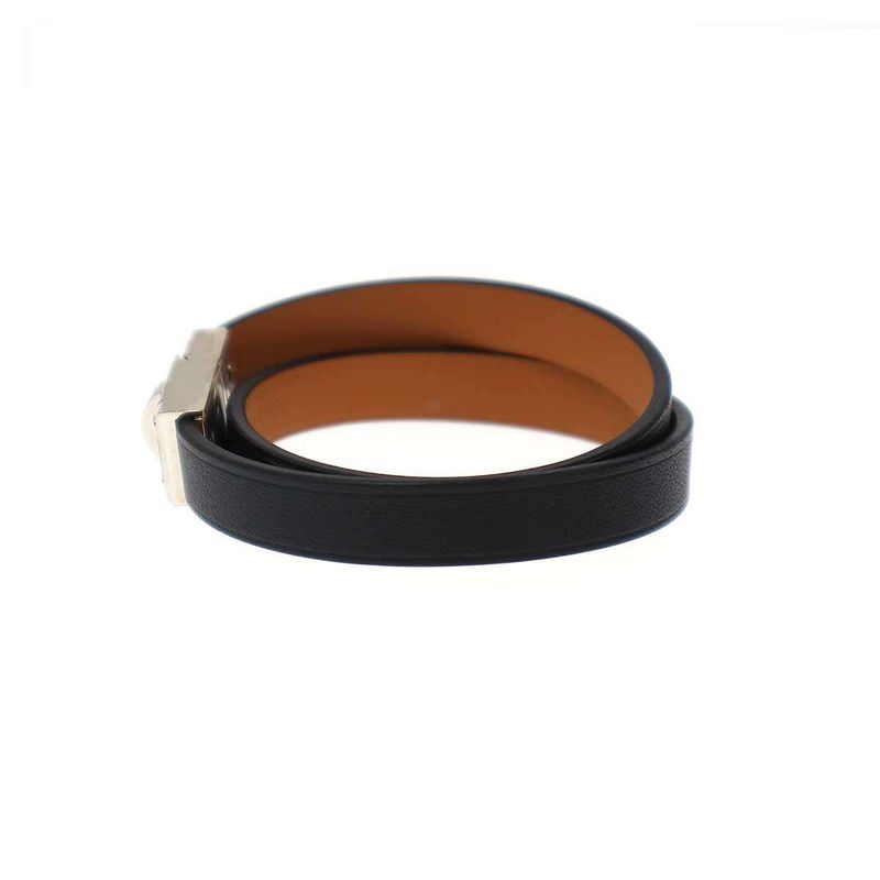 Hermes Kelly Double Tour Leather Belt Bracelet Black