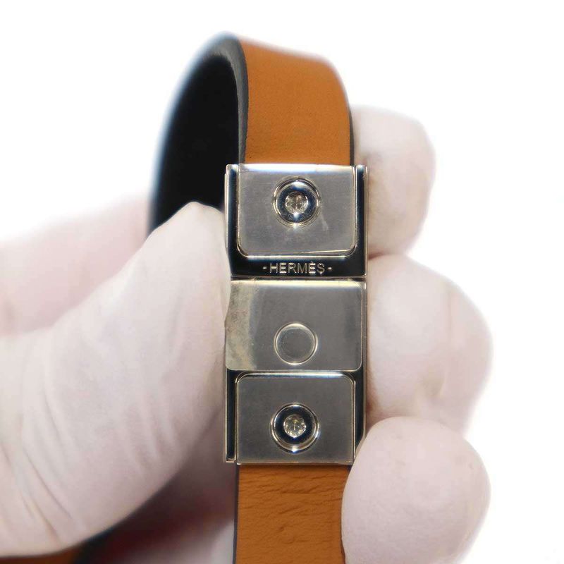 Hermes Kelly Double Tour Leather Belt Bracelet Black