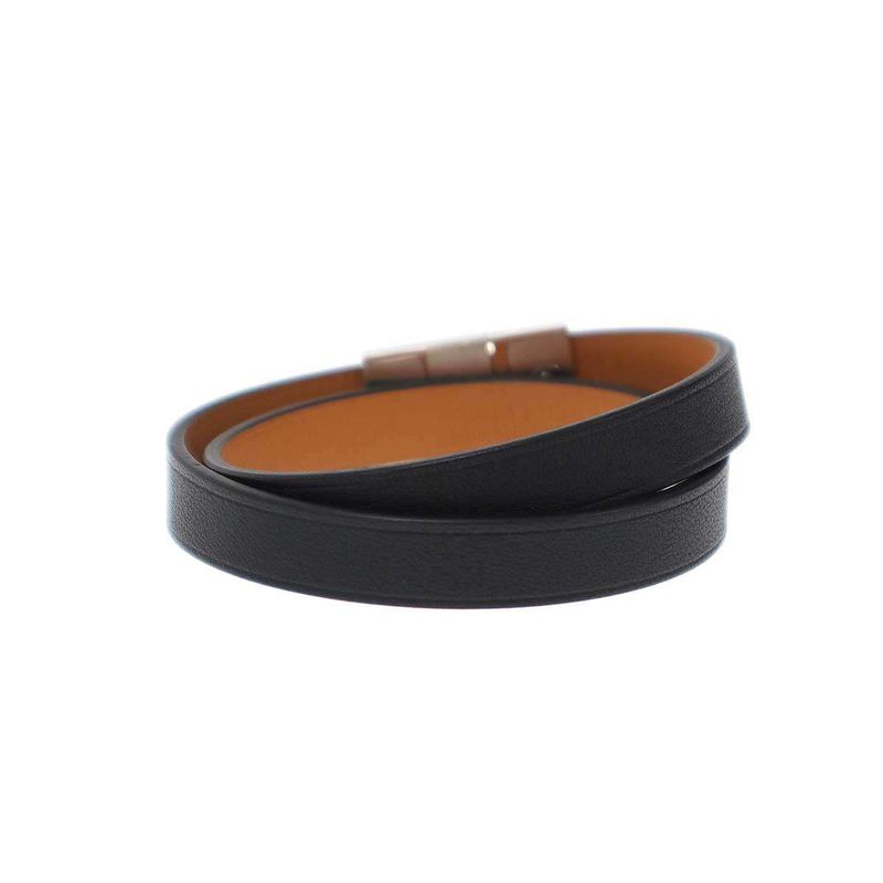 Hermes Kelly Double Tour Leather Belt Bracelet Black