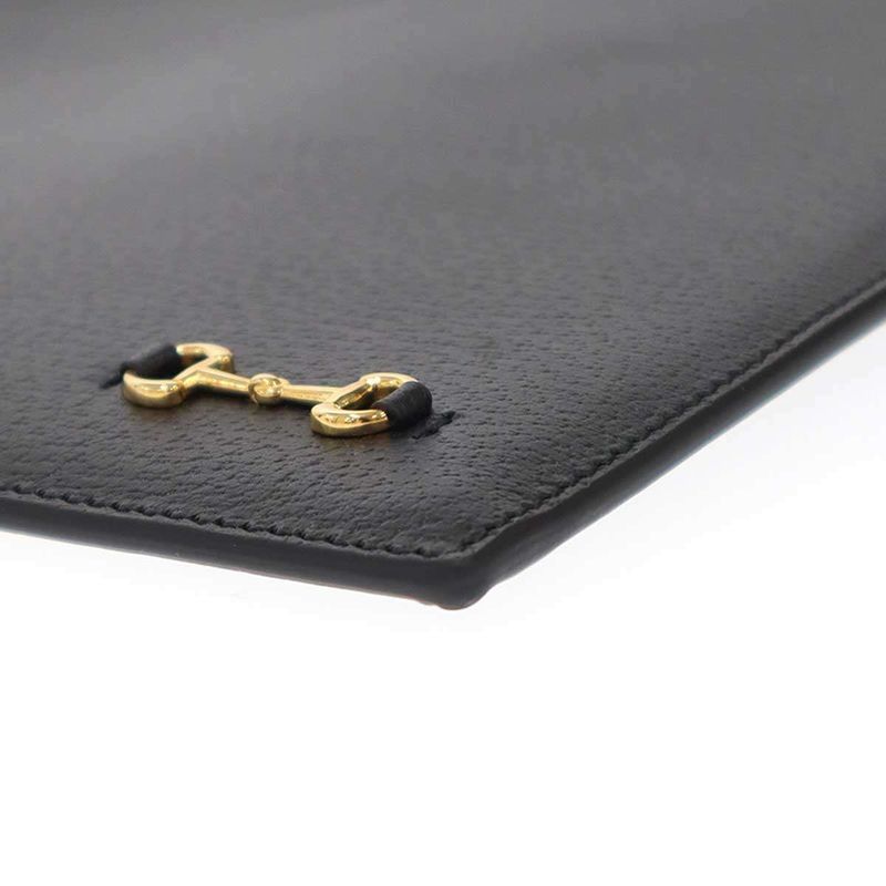 Gucci Horsebit Leather Clutch Bag 700524 Black