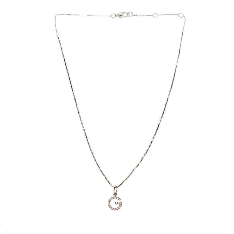 Gucci 18k White Gold G Diamond White Gold Necklace Silver