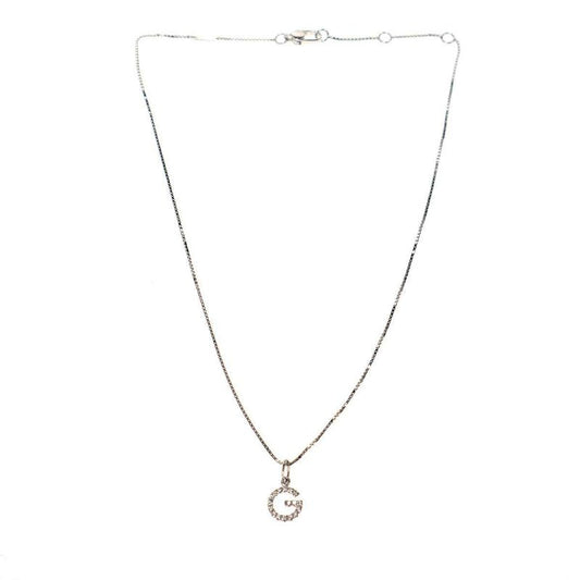 Gucci 18k White Gold G Diamond White Gold Necklace Silver