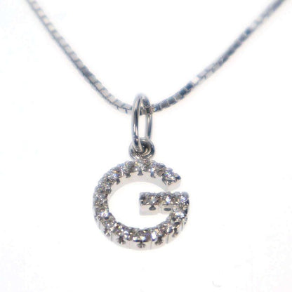 Gucci 18k White Gold G Diamond White Gold Necklace Silver