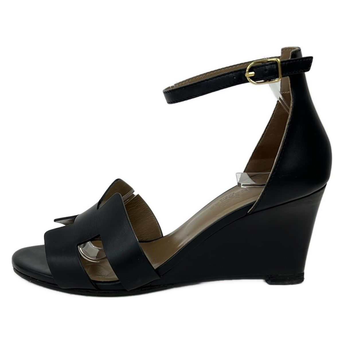 HERMES Women's Legend Sandals, Black, Outsole, Leather