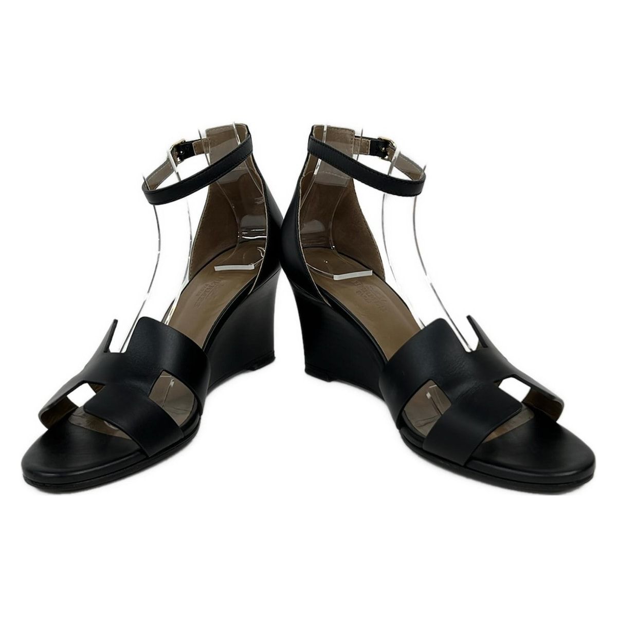 HERMES Women's Legend Sandals, Black, Outsole, Leather