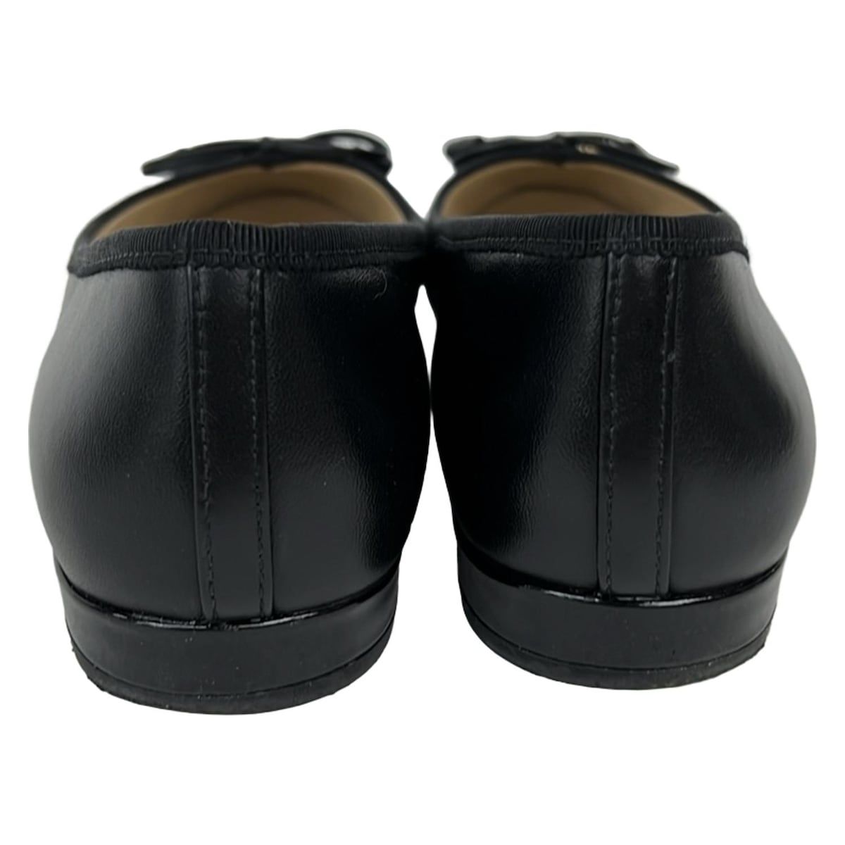 PRADA Flat Shoes 38 Women - Black Ribbon Ballet Shoes Leather