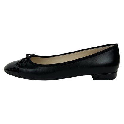 PRADA Flat Shoes 38 Women - Black Ribbon Ballet Shoes Leather