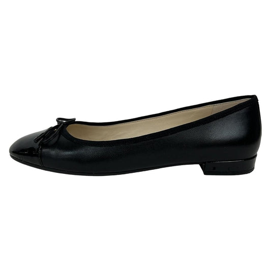 PRADA Flat Shoes 38 Women - Black Ribbon Ballet Shoes Leather