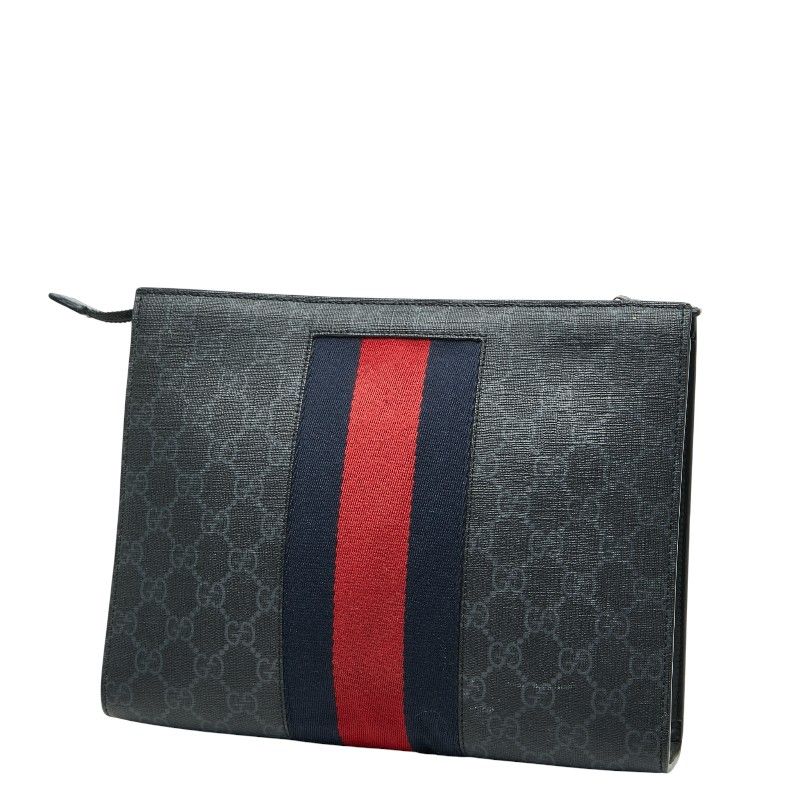 Gucci GG Supreme Sherry Line Clutch Bag Second Bag 475316 Black Multicolor PVC