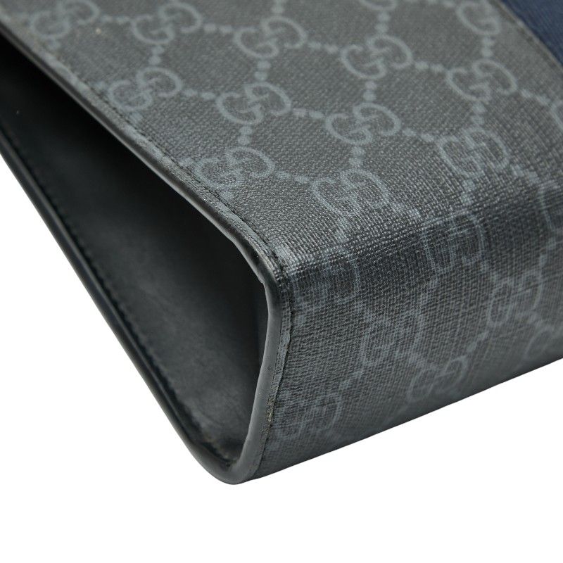 Gucci GG Supreme Sherry Line Clutch Bag Second Bag 475316 Black Multicolor PVC