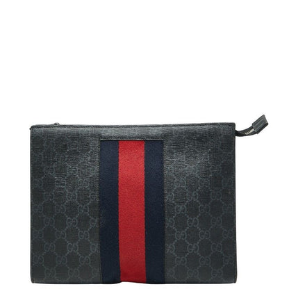 Gucci GG Supreme Sherry Line Clutch Bag Second Bag 475316 Black Multicolor PVC