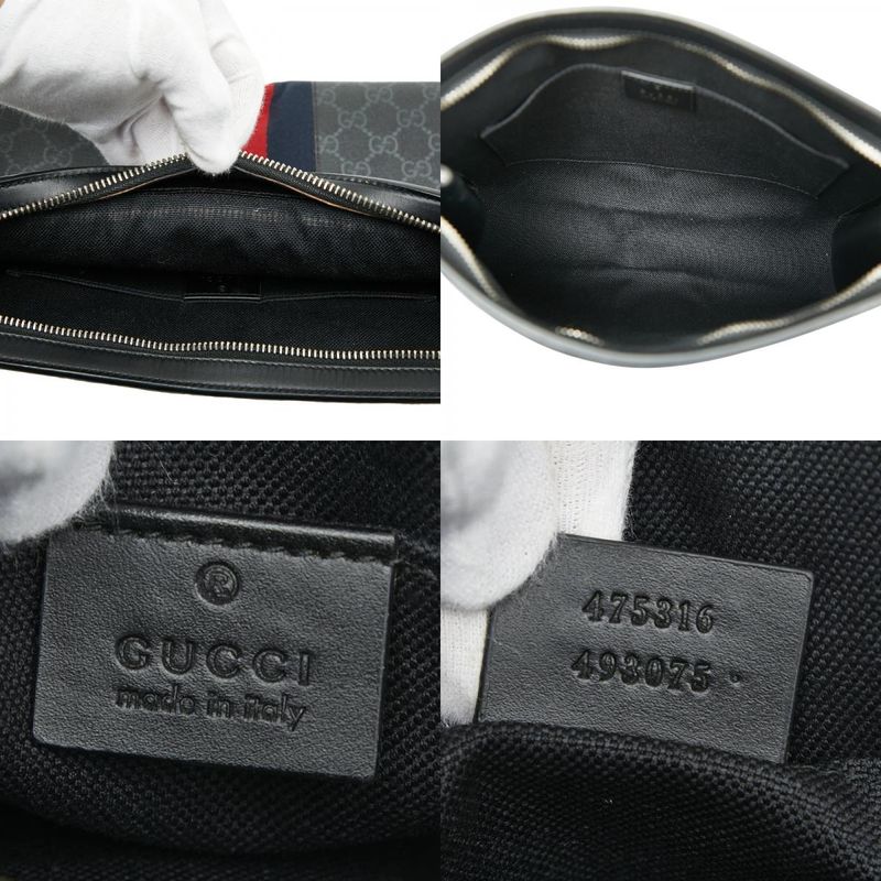 Gucci GG Supreme Sherry Line Clutch Bag Second Bag 475316 Black Multicolor PVC