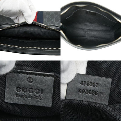 Gucci GG Supreme Sherry Line Clutch Bag Second Bag 475316 Black Multicolor PVC