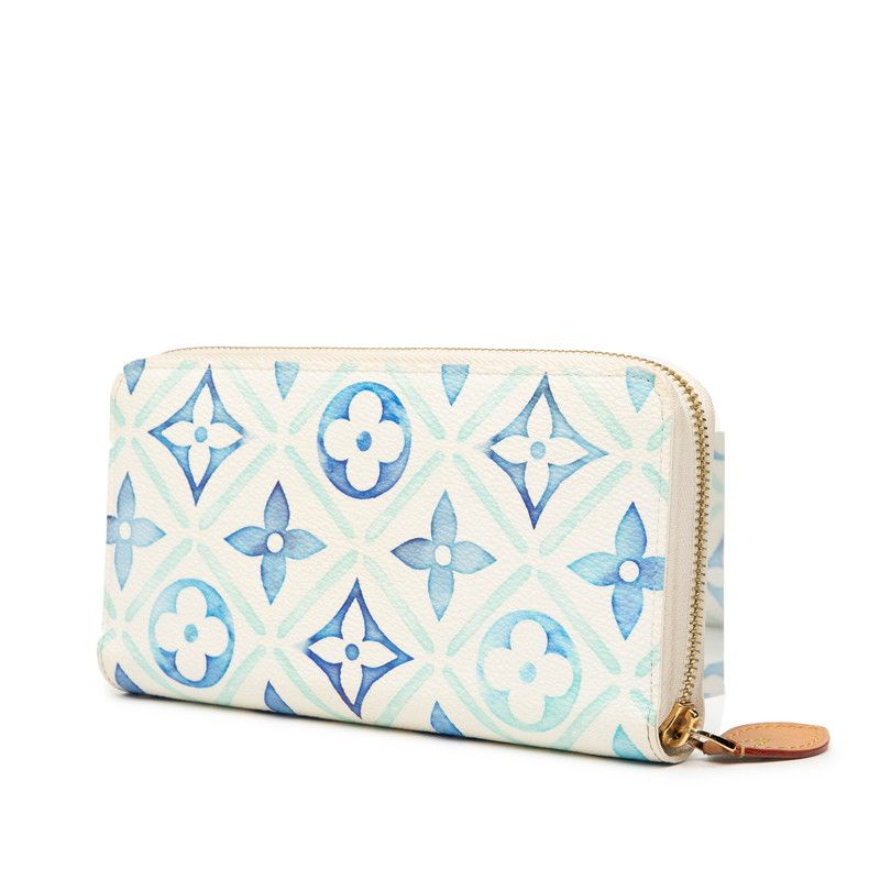 Louis Vuitton Monogram Tile Zippy Wallet Visor Pool M83624 Lagoon Blue White