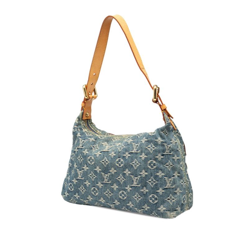 Louis Vuitton Monogram Denim Baggy PM One Shoulder Bag Handbag M95049 Blue