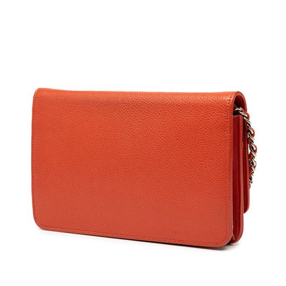 Chanel Cocomark Chain Shoulder Bag Wallet Bag A48654 Red Caviar Skin Ladies