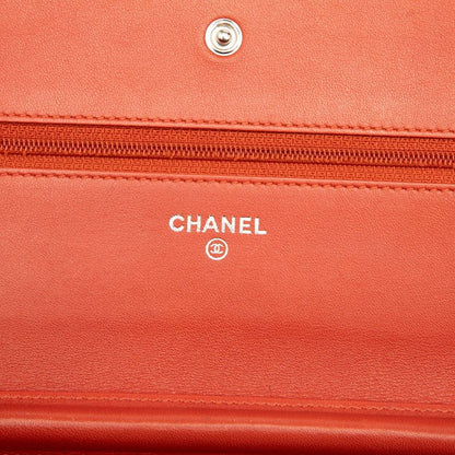 Chanel Cocomark Chain Shoulder Bag Wallet Bag A48654 Red Caviar Skin Ladies