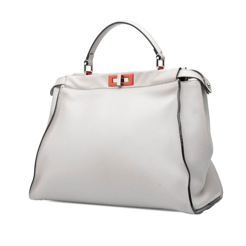Fendi Peekaboo Large Handbag One Shoulder Bag 2way 8bn210 Gray Leather Women's