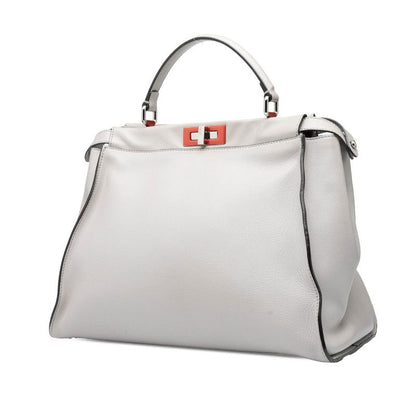 Fendi Peekaboo Large Handbag One Shoulder Bag 2way 8bn210 Gray Leather Women's