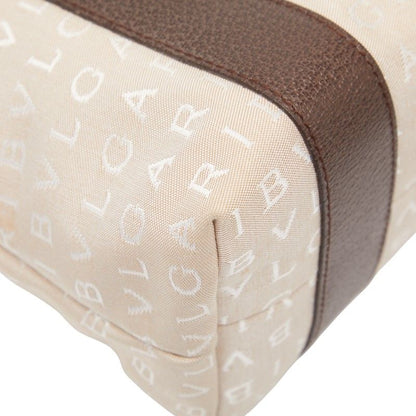 Bvlgari Logomania Bvlgari Beige Brown Canvas Leather Ladies Bvlgari