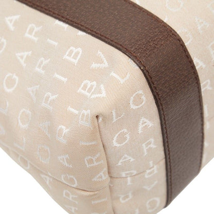 Bvlgari Logomania Bvlgari Beige Brown Canvas Leather Ladies Bvlgari