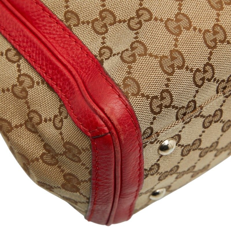 Gucci GG Canvas Bamboo Tassel 269945 Beige Red Canvas Leather Women's Gucci