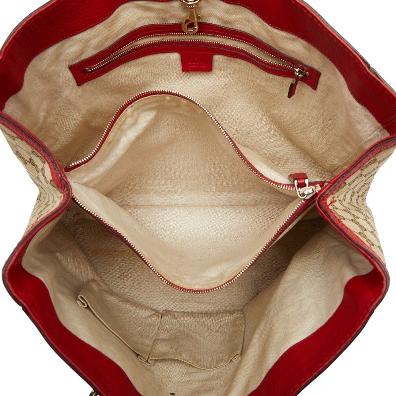 Gucci GG Canvas Bamboo Tassel 269945 Beige Red Canvas Leather Women's Gucci