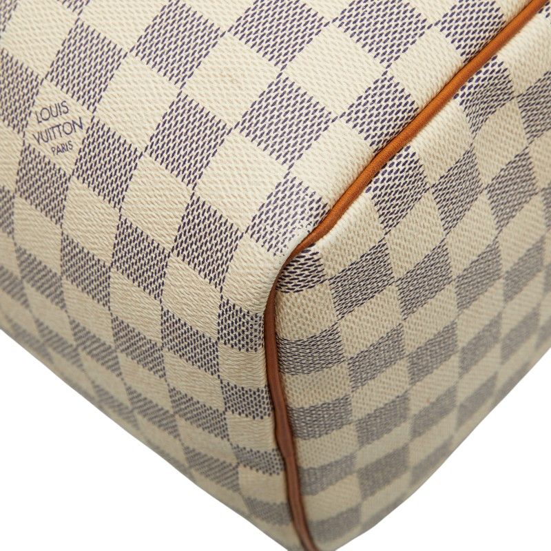 Louis Vuitton Damier Azure Speedy 30 Handbag Mini Boston Bag N41533 White PVC