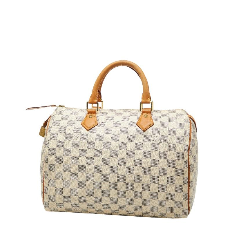 Louis Vuitton Damier Azure Speedy 30 Handbag Mini Boston Bag N41533 White PVC