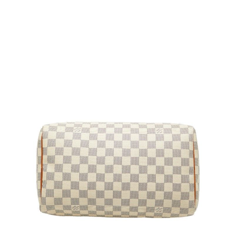 Louis Vuitton Damier Azure Speedy 30 Handbag Mini Boston Bag N41533 White PVC