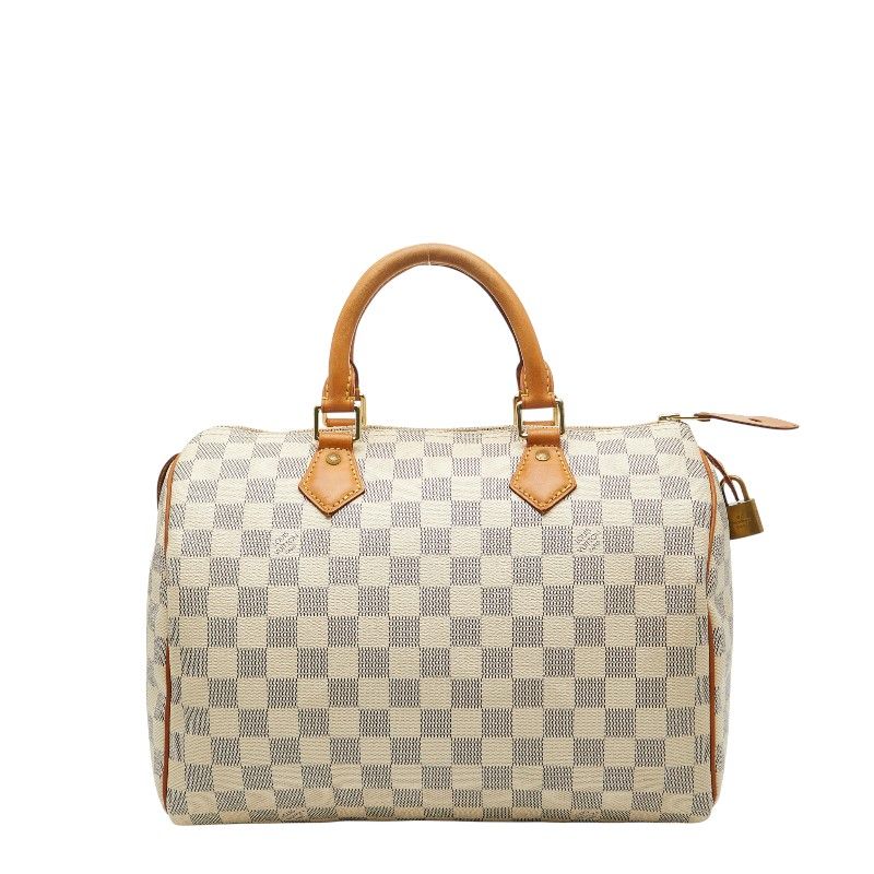 Louis Vuitton Damier Azure Speedy 30 Handbag Mini Boston Bag N41533 White PVC