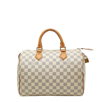 Louis Vuitton Damier Azure Speedy 30 Handbag Mini Boston Bag N41533 White PVC
