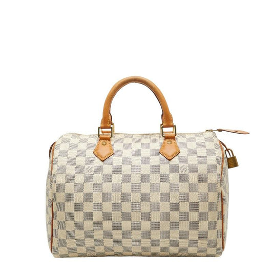 Louis Vuitton Damier Azure Speedy 30 Handbag Mini Boston Bag N41533 White PVC
