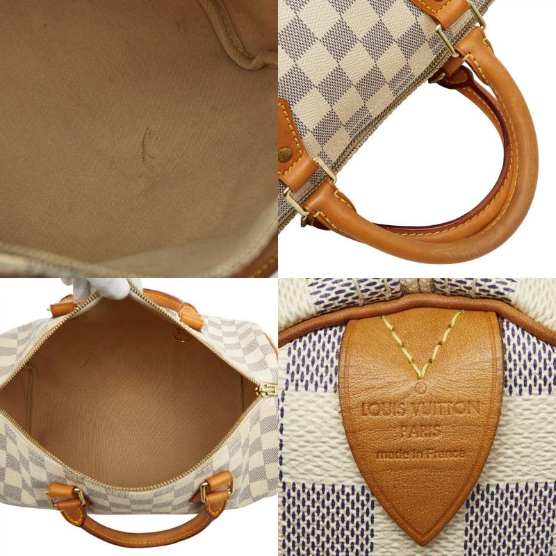 Louis Vuitton Damier Azure Speedy 30 Handbag Mini Boston Bag N41533 White PVC