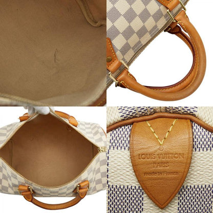 Louis Vuitton Damier Azure Speedy 30 Handbag Mini Boston Bag N41533 White PVC