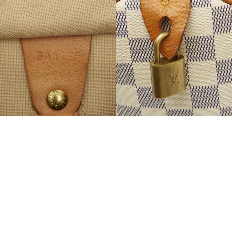 Louis Vuitton Damier Azure Speedy 30 Handbag Mini Boston Bag N41533 White PVC