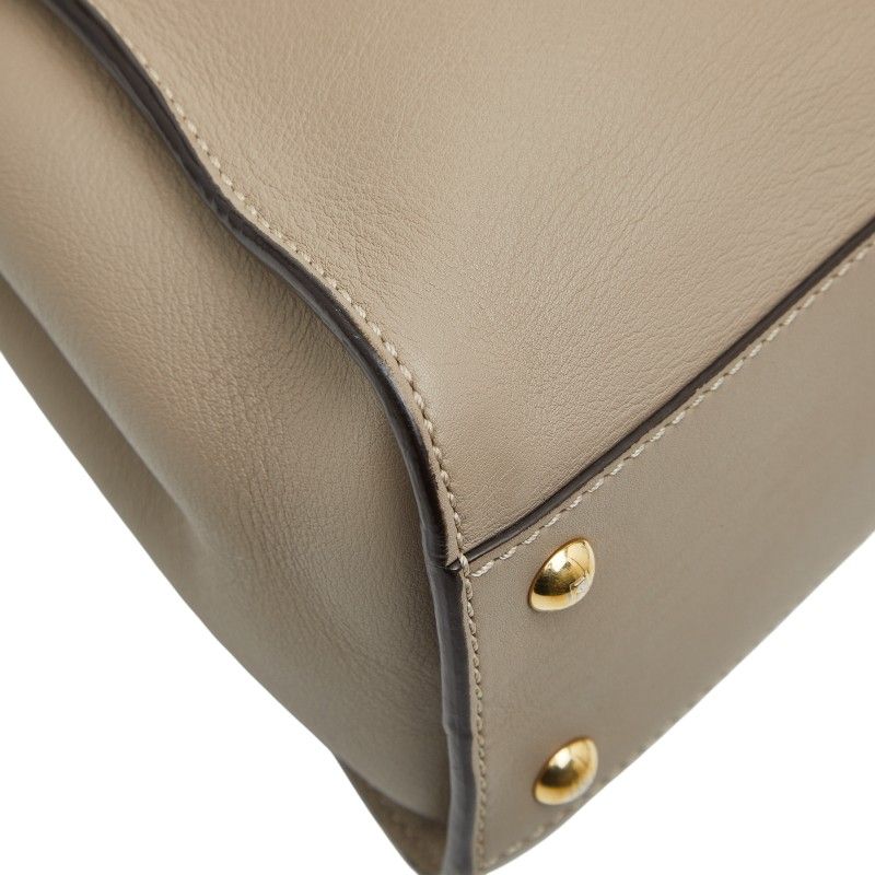 Fendi Peekaboo Regular Handbag Shoulder Bag 2way 8bn290 Greige Leather Women's