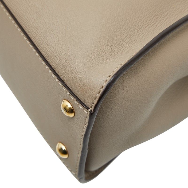 Fendi Peekaboo Regular Handbag Shoulder Bag 2way 8bn290 Greige Leather Women's