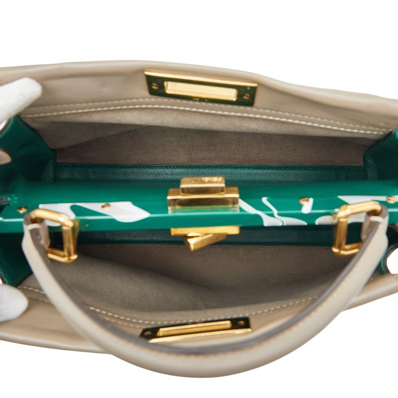 Fendi Peekaboo Regular Handbag Shoulder Bag 2way 8bn290 Greige Leather Women's